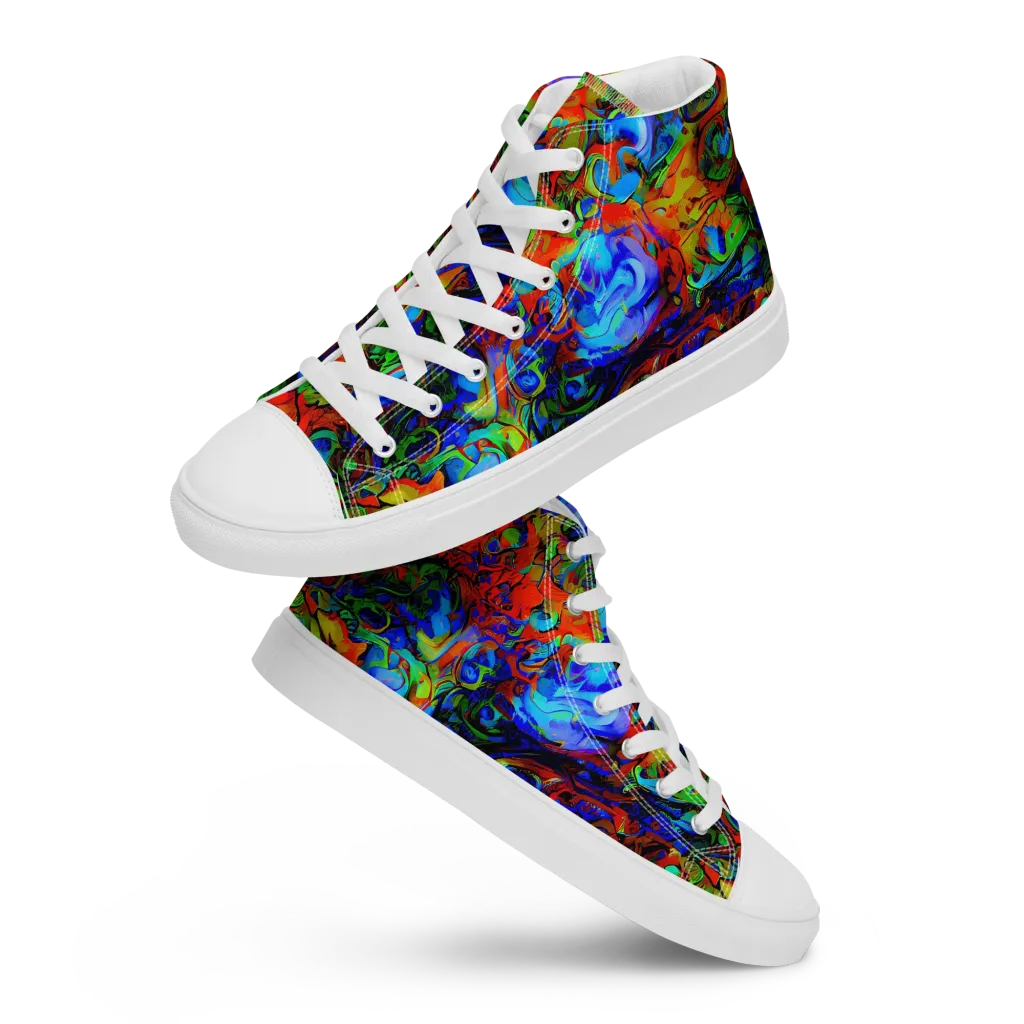 Hypercolor Tangle on Women's High Top Canvas Shoes — Front