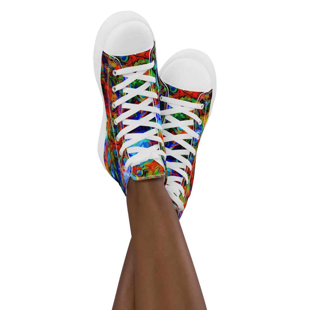 Hypercolor Tangle on Women's High Top Canvas Shoes — Front