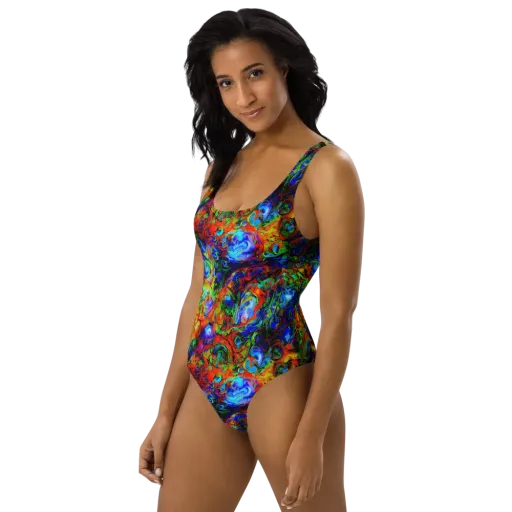 Hypercolor Tangle on a One-Piece Swimsuit