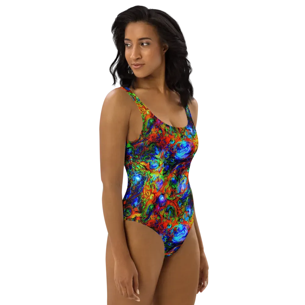 Hypercolor Tangle on One-Piece Swimsuit — Right