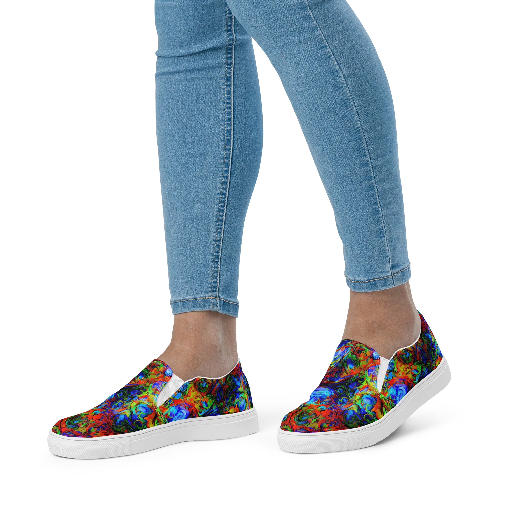 Hypercolor Tangle on Women's Slip-On Canvas Shoes — Front