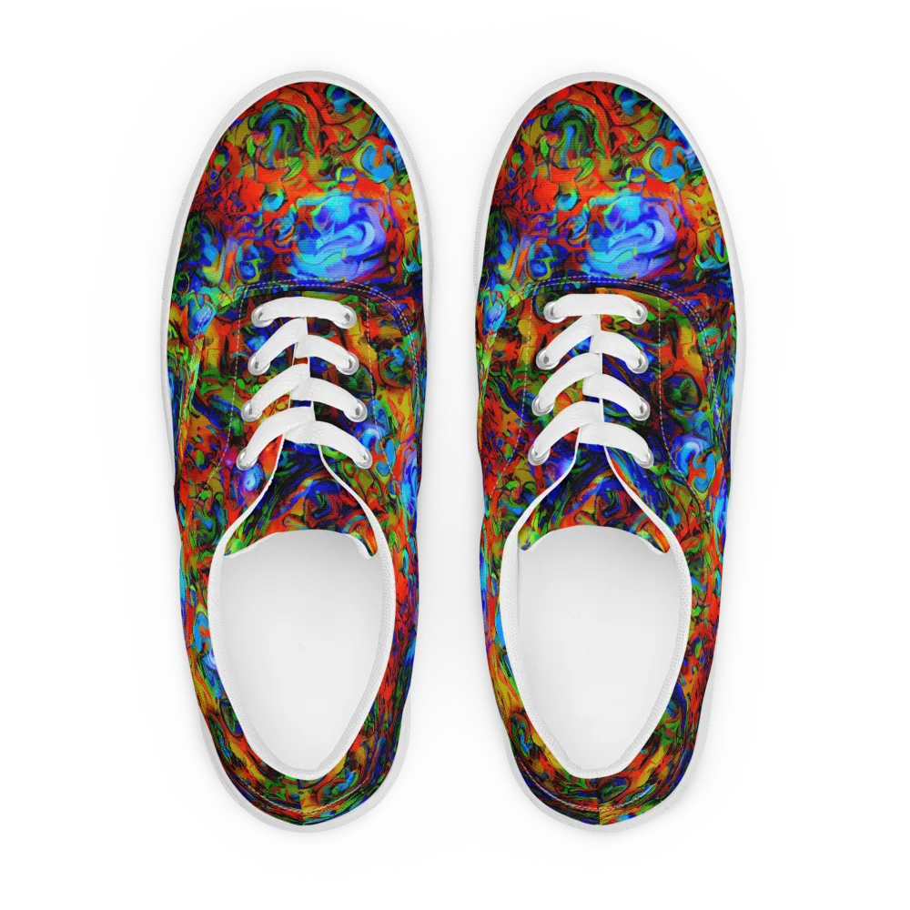 Hypercolor Tangle on Men's Lace-Up Canvas Shoes — Front
