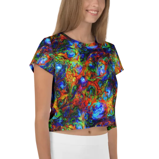Hypercolor Tangle on a Crop Tee