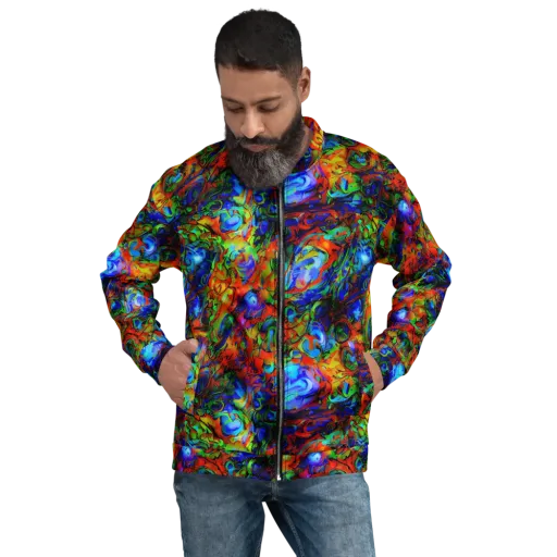 Hypercolor Tangle on a Bomber Jacket