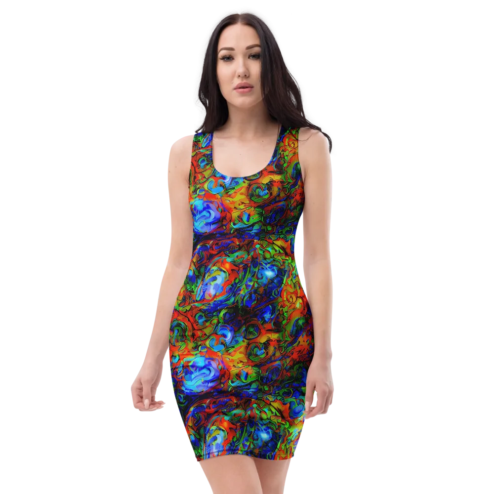 Hypercolor Tangle on Bodycon Dress — Front