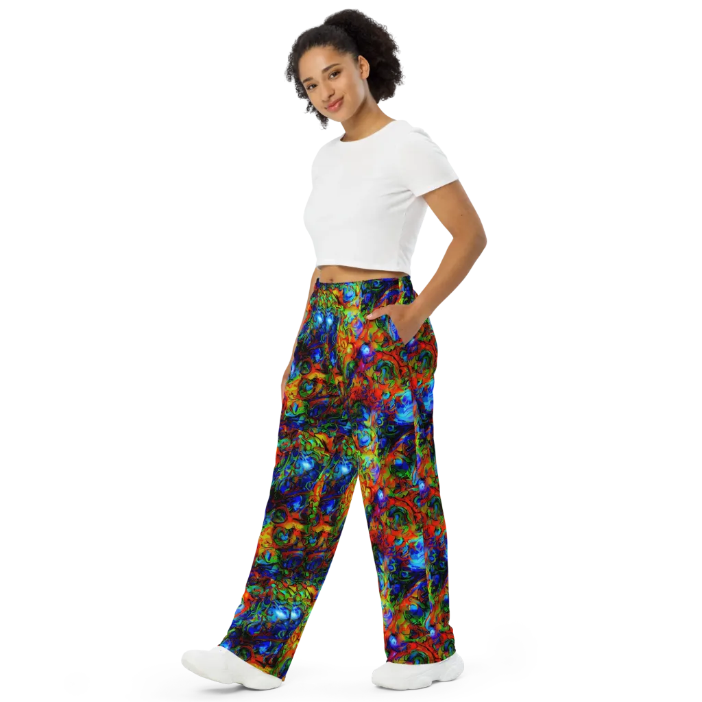 Hypercolor Tangle on Wide-Leg Pants — Left Front