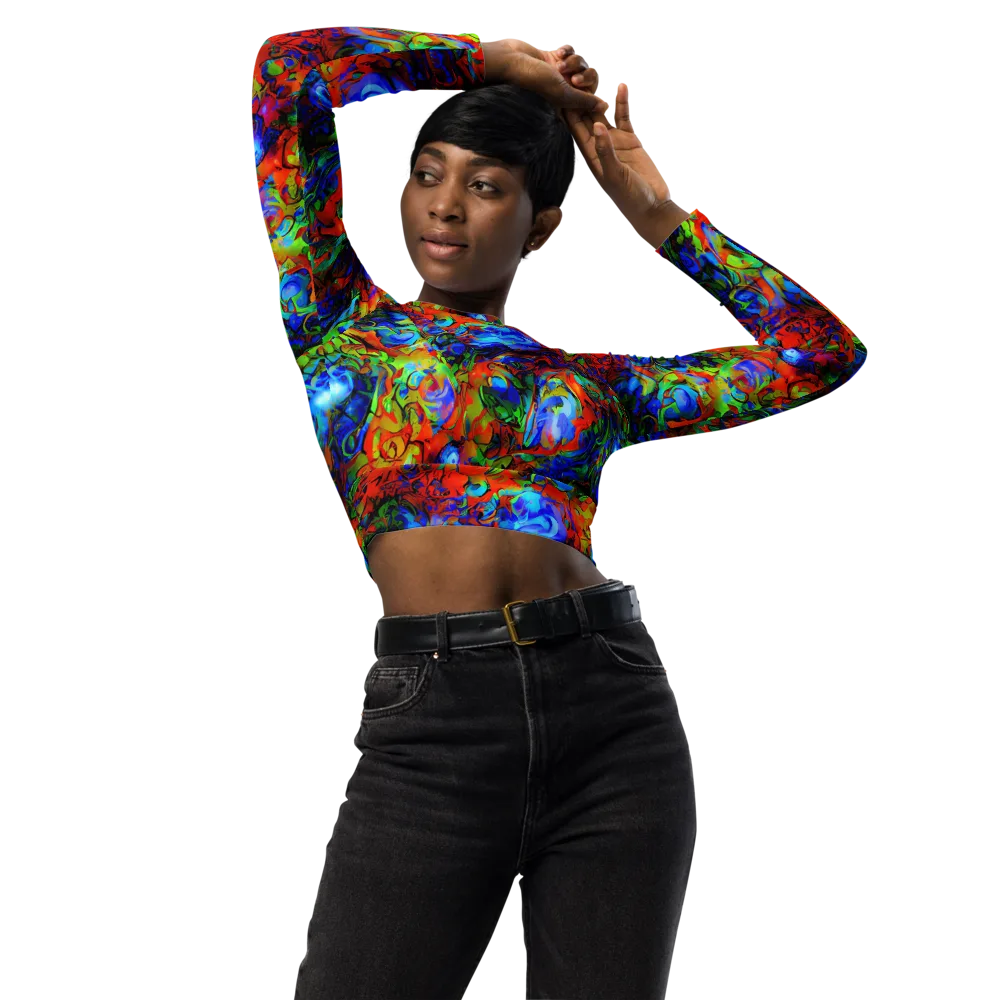 Hypercolor Tangle on Long Sleeve Crop Top — Front