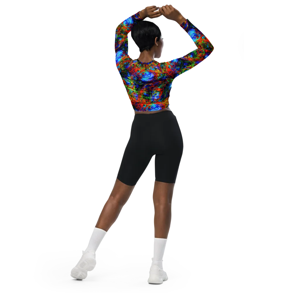 Hypercolor Tangle on Long Sleeve Crop Top — Back