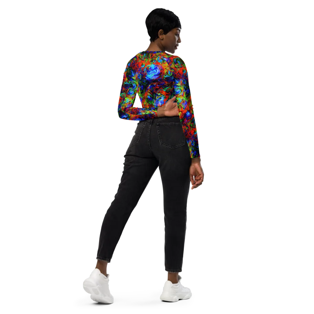 Hypercolor Tangle on Long Sleeve Crop Top — Right Back