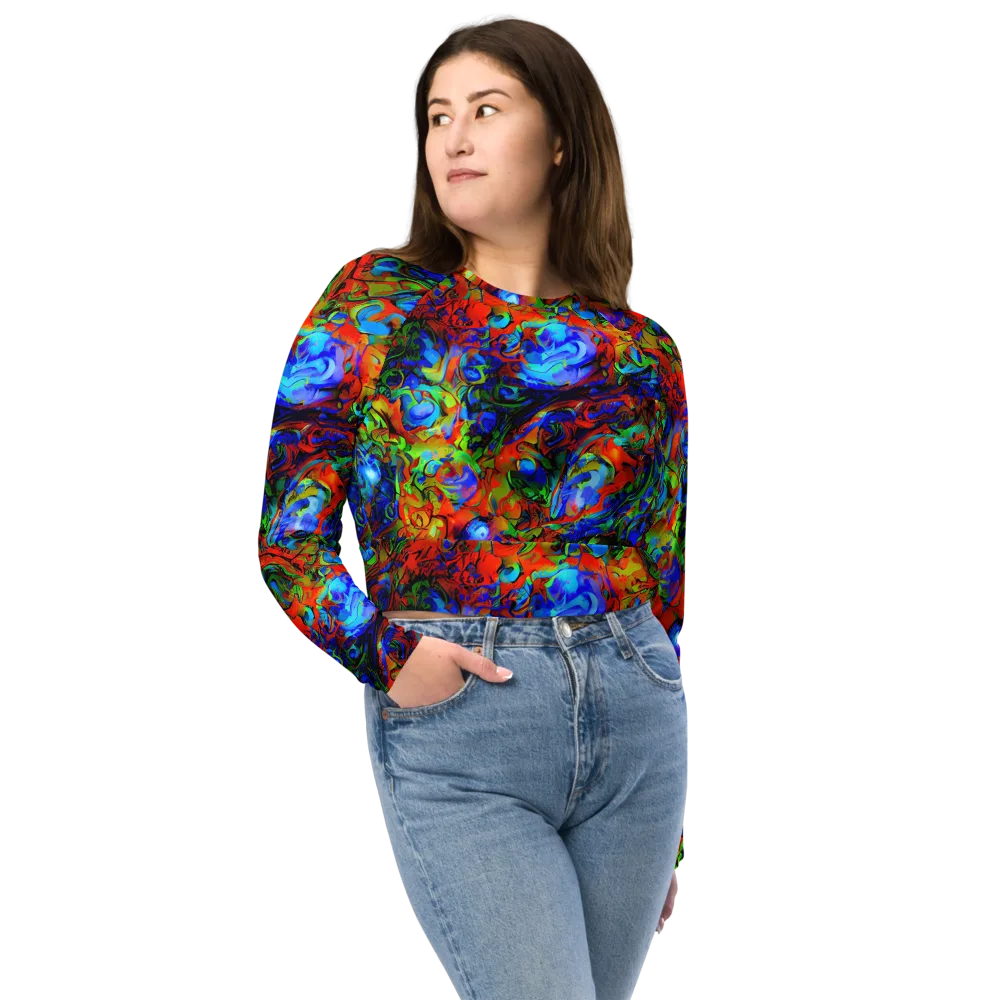 Hypercolor Tangle on Long Sleeve Crop Top — Front