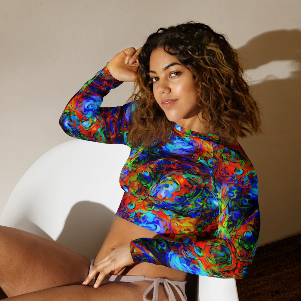 Hypercolor Tangle on Long Sleeve Crop Top — Left Front