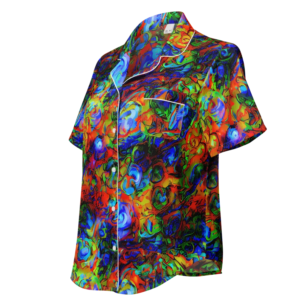 Hypercolor Tangle on Women's Short Sleeve Pajama Top — Left Front