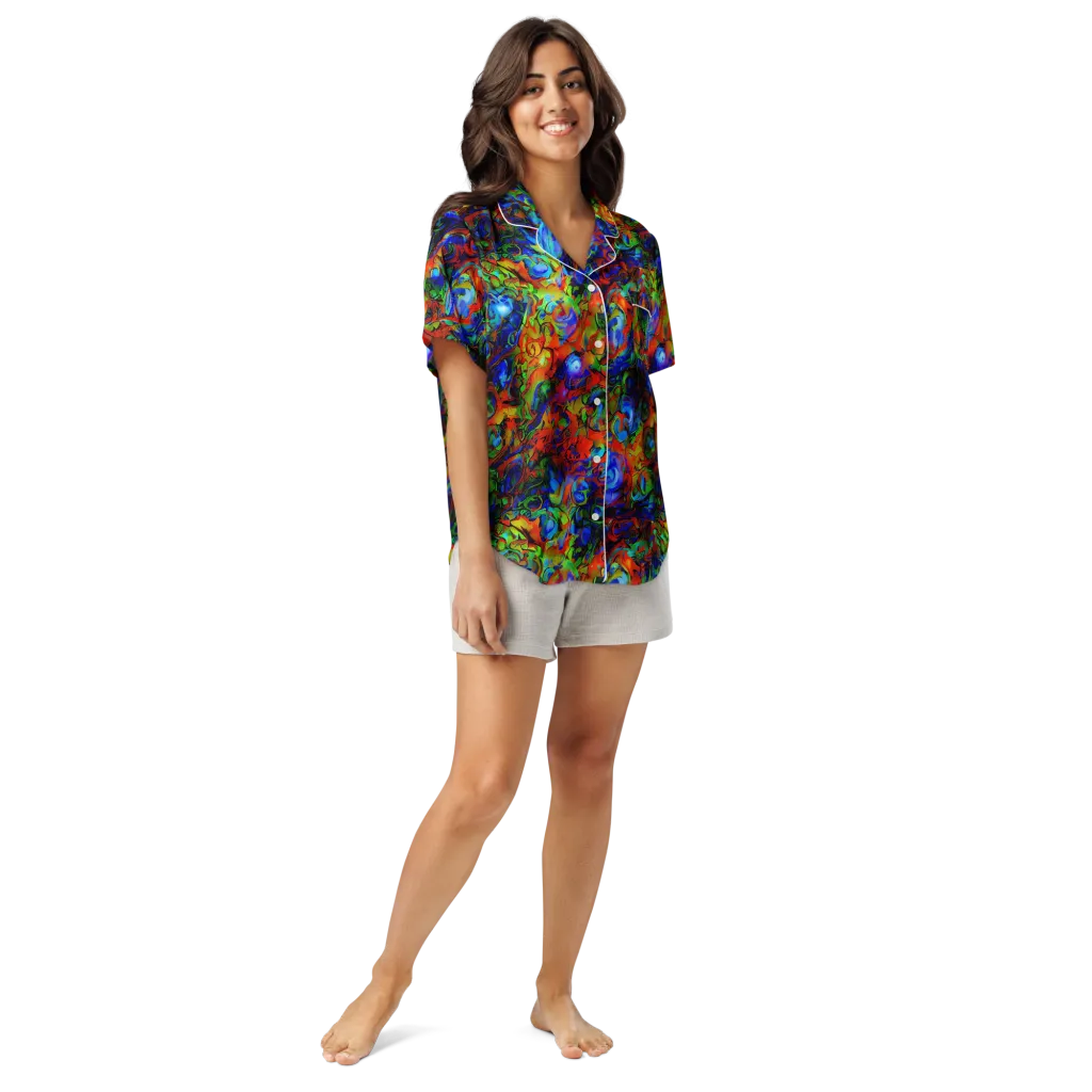 Hypercolor Tangle on Women's Short Sleeve Pajama Top — Front
