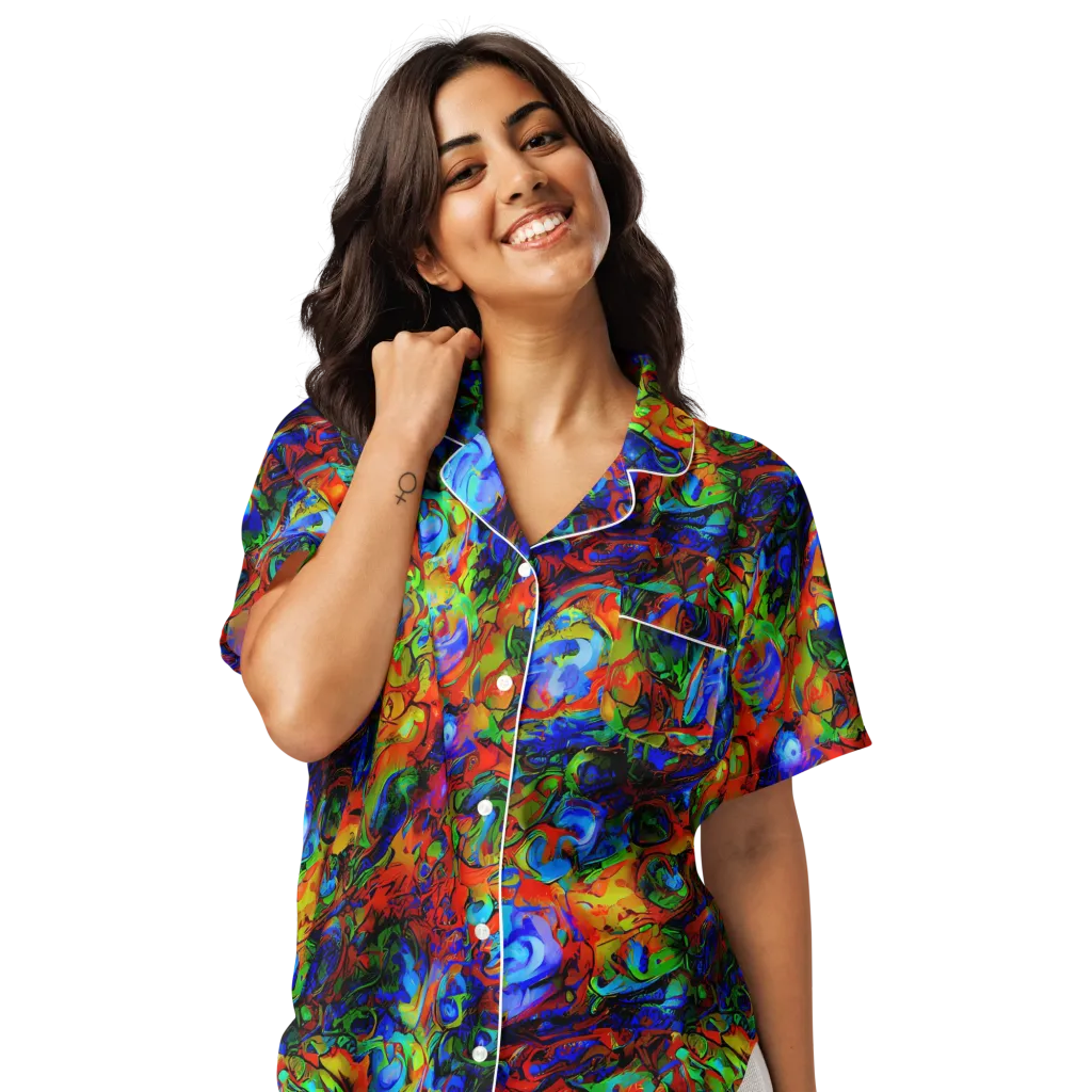 Hypercolor Tangle on Women's Short Sleeve Pajama Top — Front