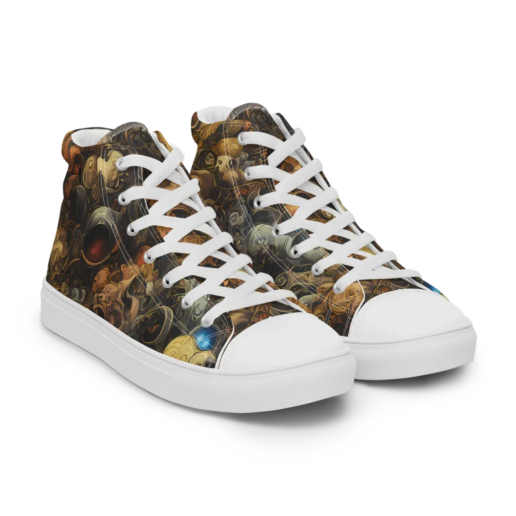 Molten Menagerie on Men's High Top Canvas Shoes — Right Front