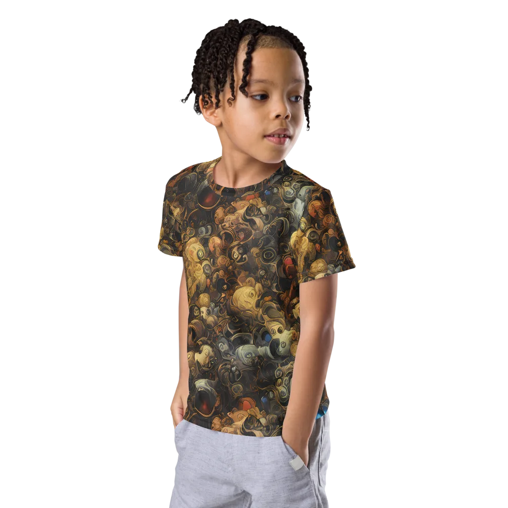 Molten Menagerie on Kids Crew Neck T-Shirt — Left Front