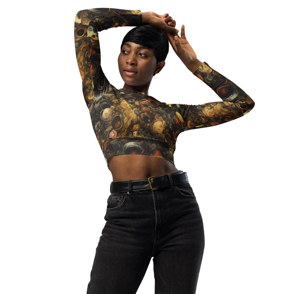 Molten Menagerie on Long Sleeve Crop Top — Front