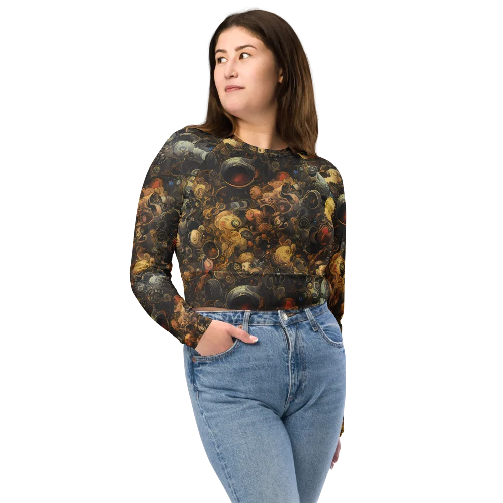 Molten Menagerie on Long Sleeve Crop Top — Front