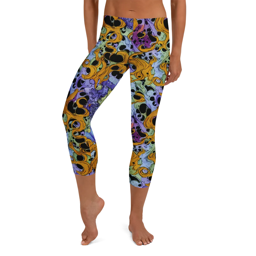 Orange Dreamscape on Capri Leggings — Front