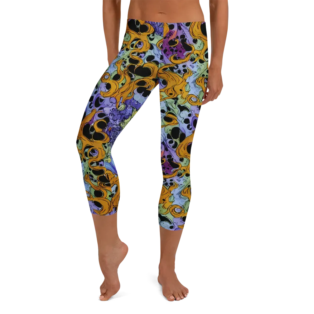 Orange Dreamscape on Capri Leggings — Front