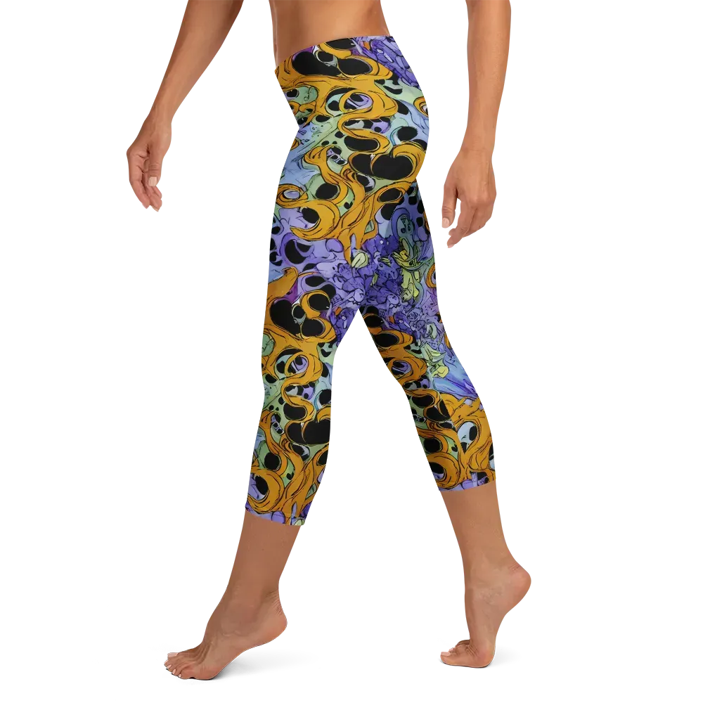 Orange Dreamscape on Capri Leggings — Left
