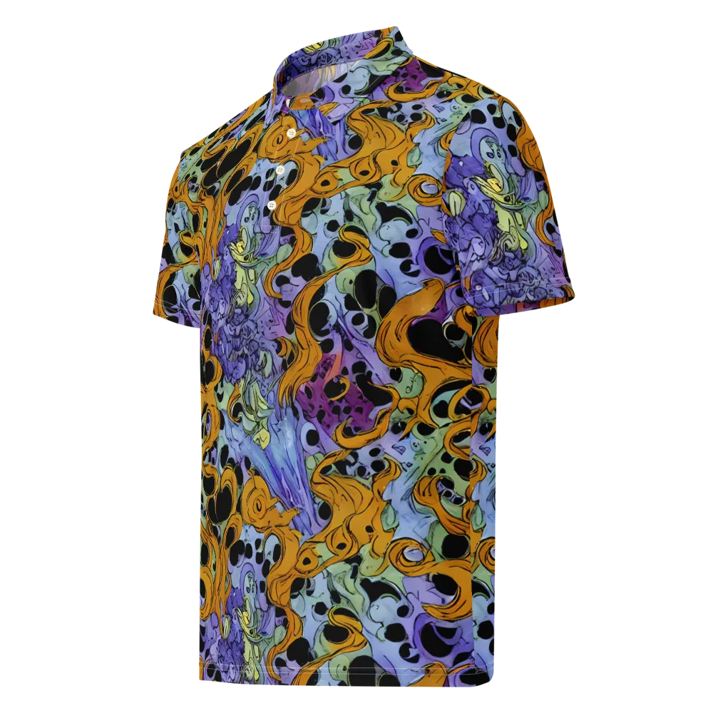 Orange Dreamscape on Men's Slim Fit Polo Shirt — Left Front