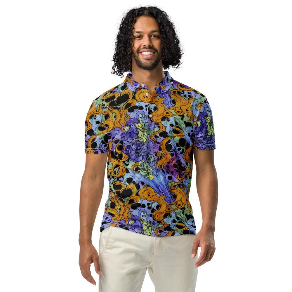 Orange Dreamscape on Men's Slim Fit Polo Shirt — Front