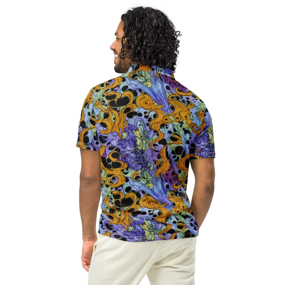 Orange Dreamscape on Men's Slim Fit Polo Shirt — Back
