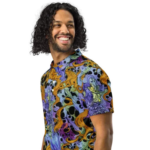 Orange Dreamscape on a Men's Slim Fit Polo Shirt