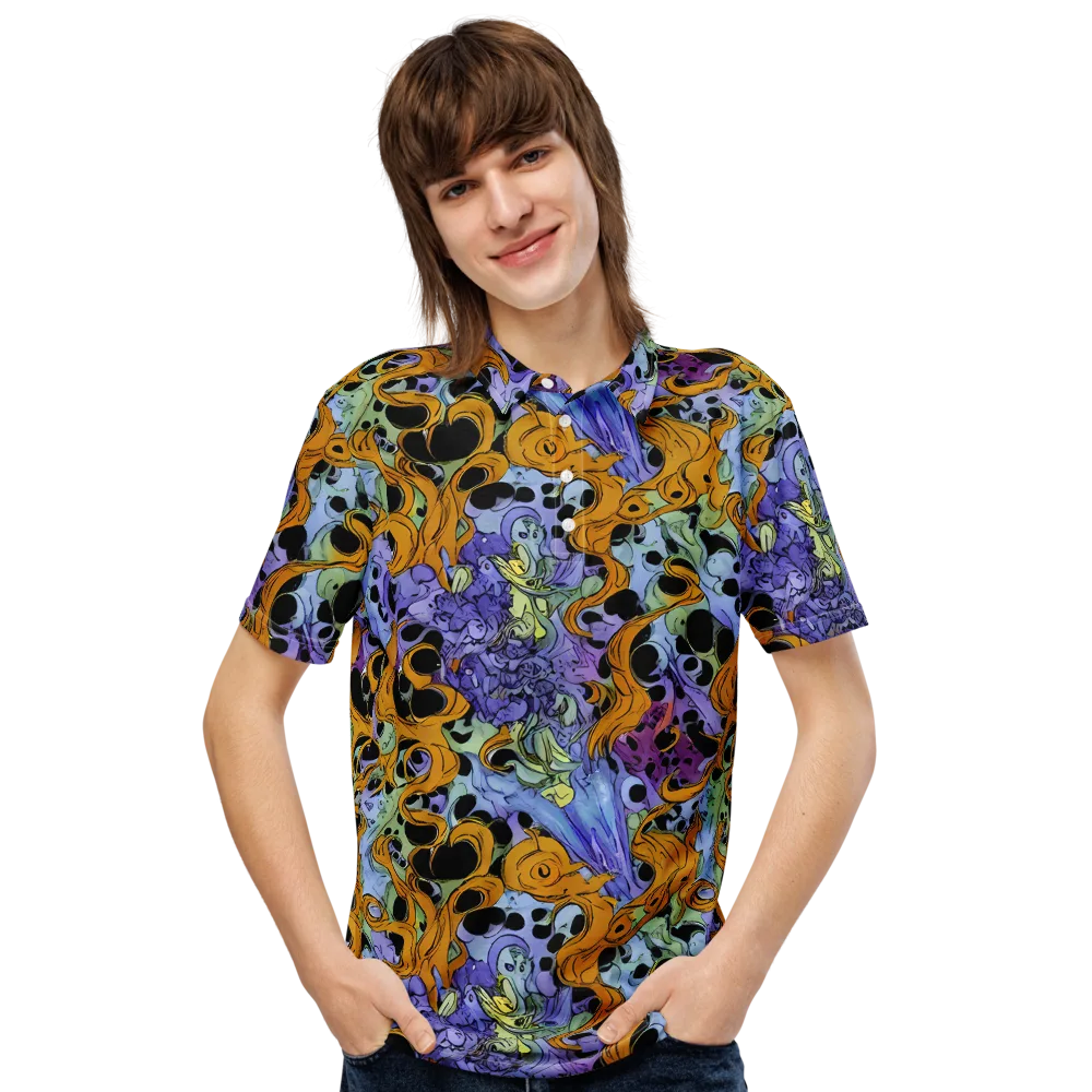 Orange Dreamscape on Men's Slim Fit Polo Shirt — Front