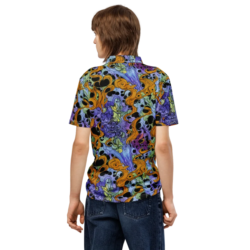 Orange Dreamscape on Men's Slim Fit Polo Shirt — Back