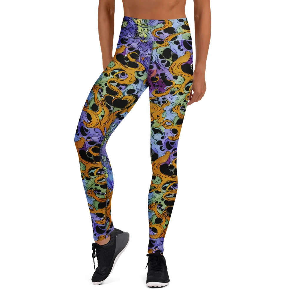 Orange Dreamscape on Yoga Leggings — Front