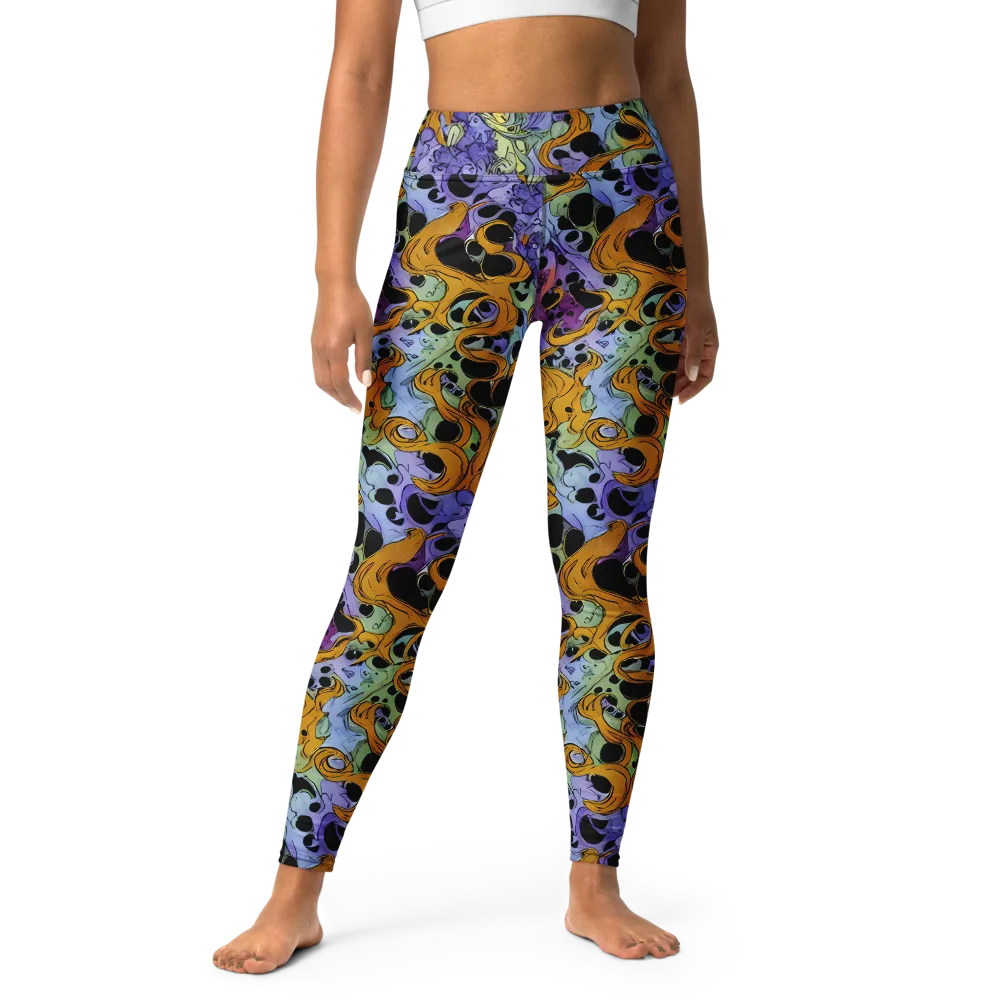 Orange Dreamscape on Yoga Leggings — Front