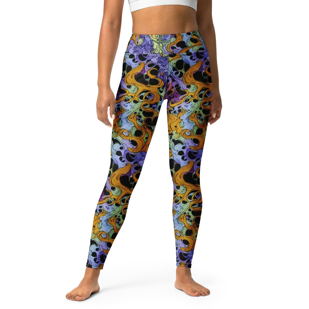 Orange Dreamscape on Yoga Leggings — Front
