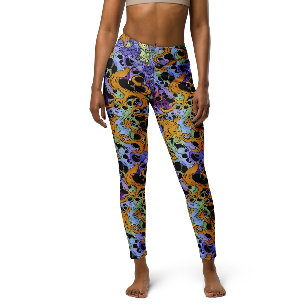 Orange Dreamscape on Yoga Leggings — Front