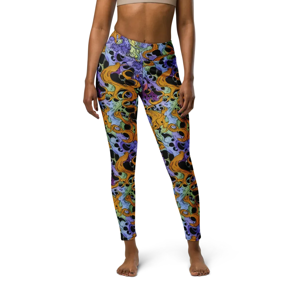 Orange Dreamscape on Yoga Leggings — Front
