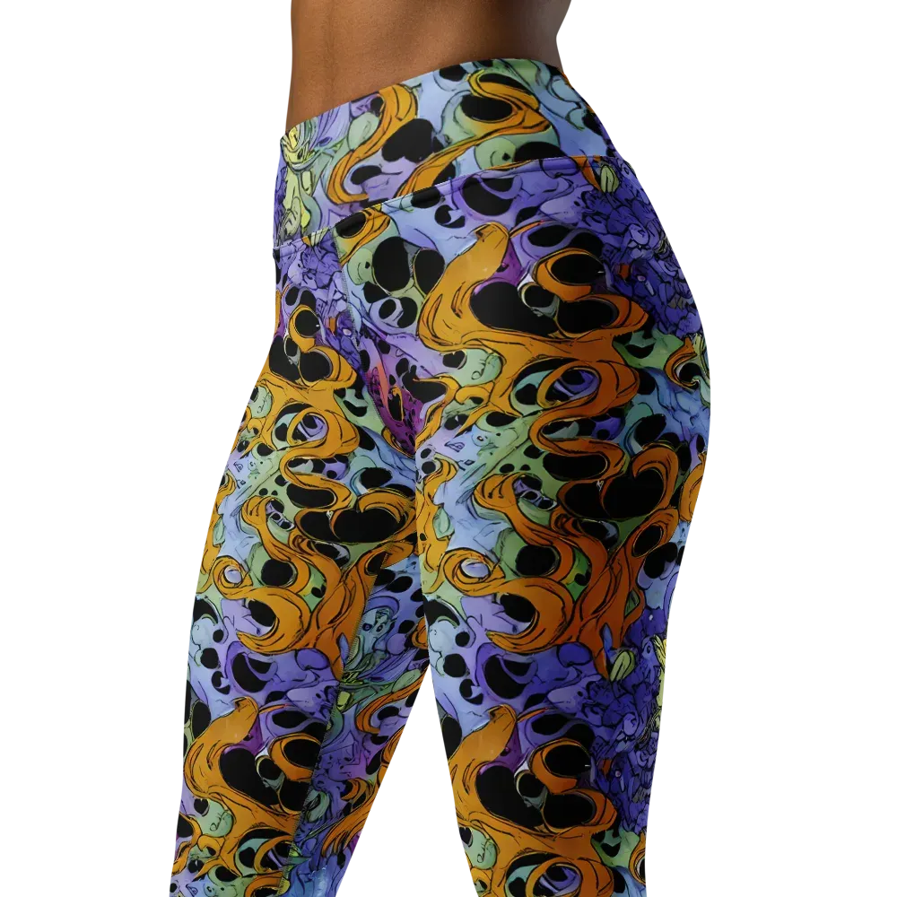 Orange Dreamscape on Yoga Leggings — Left Front