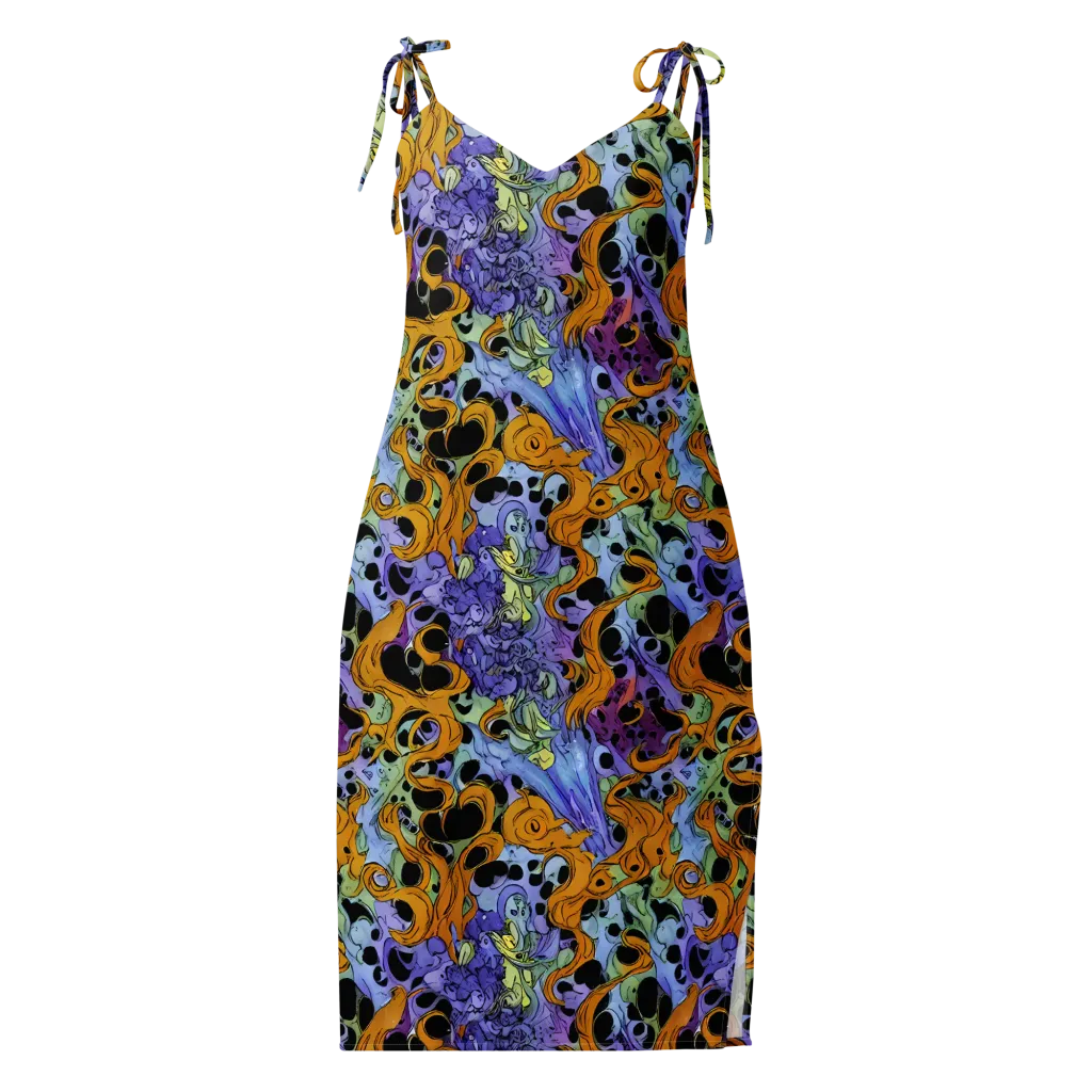 Orange Dreamscape on Slip Dress — Front