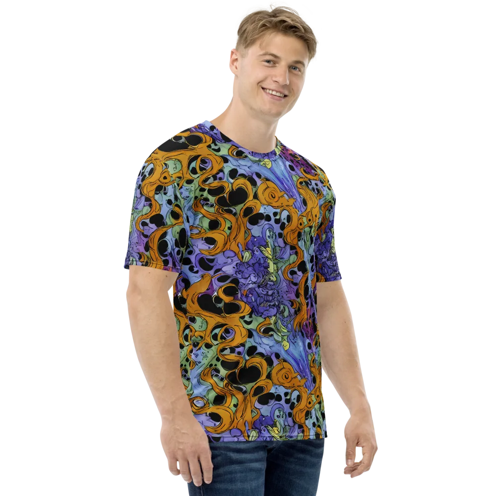 Orange Dreamscape on Men's Crew Neck T-Shirt — Right