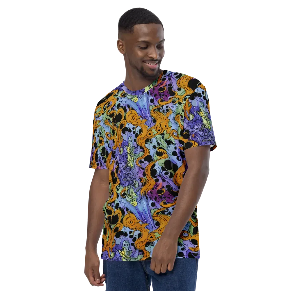 Orange Dreamscape on Men's Crew Neck T-Shirt — Left