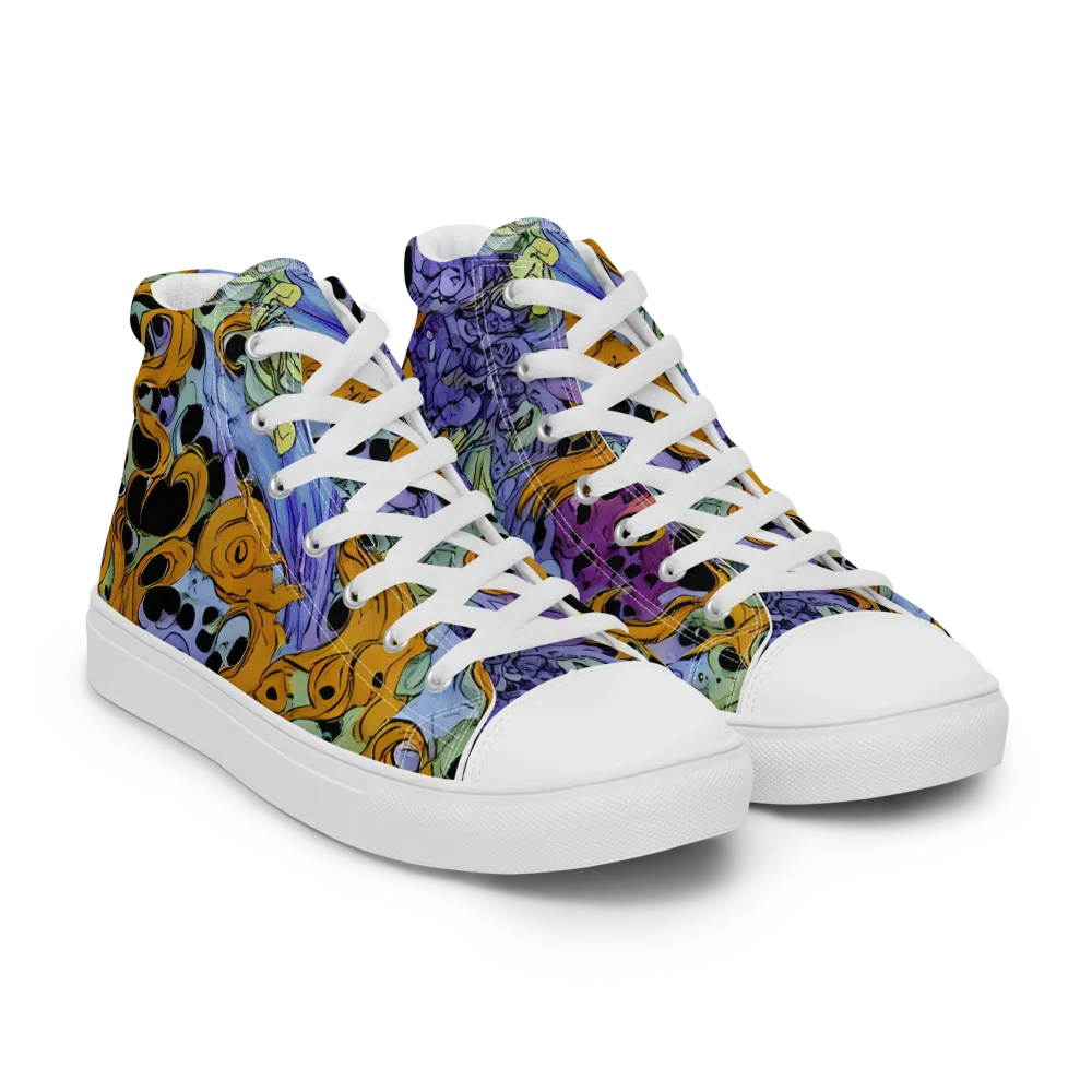 Orange Dreamscape on Men's High Top Canvas Shoes — Right Front