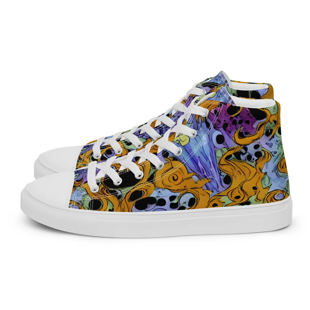 Orange Dreamscape on Men's High Top Canvas Shoes — Left