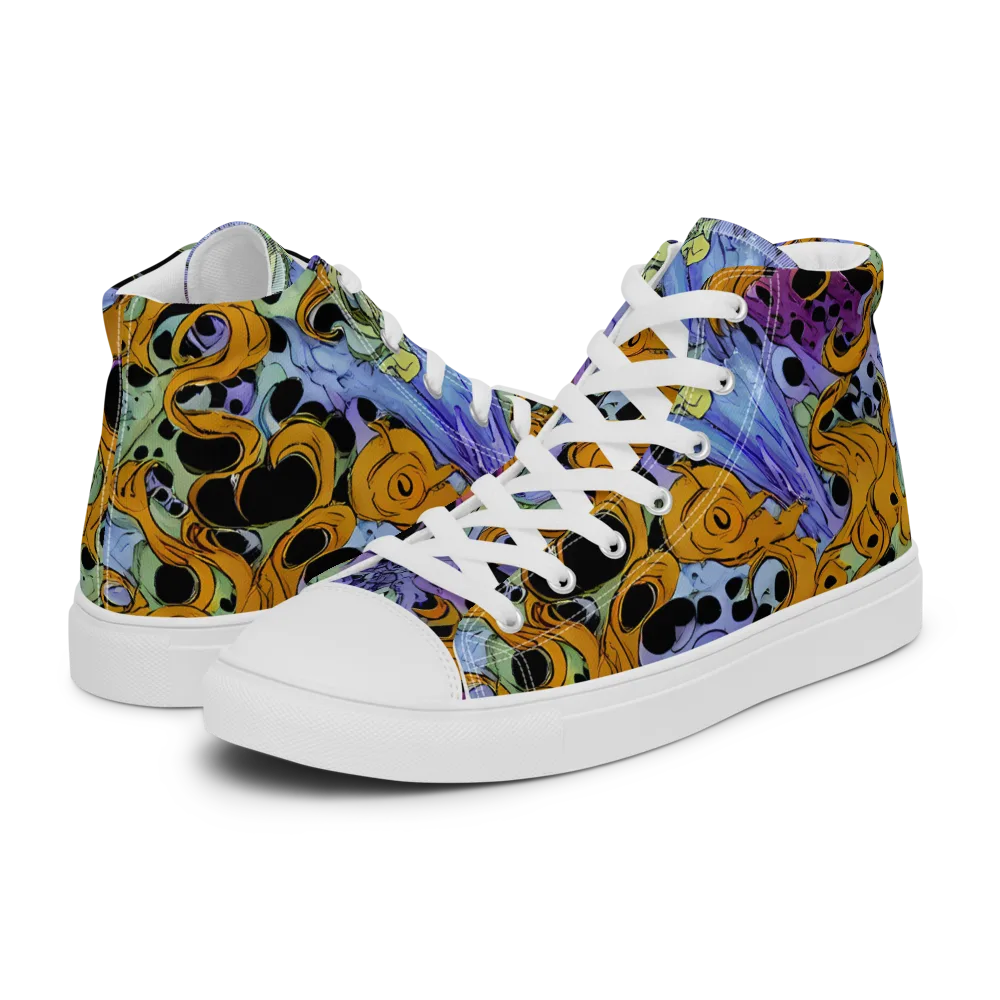 Orange Dreamscape on Men's High Top Canvas Shoes — Left