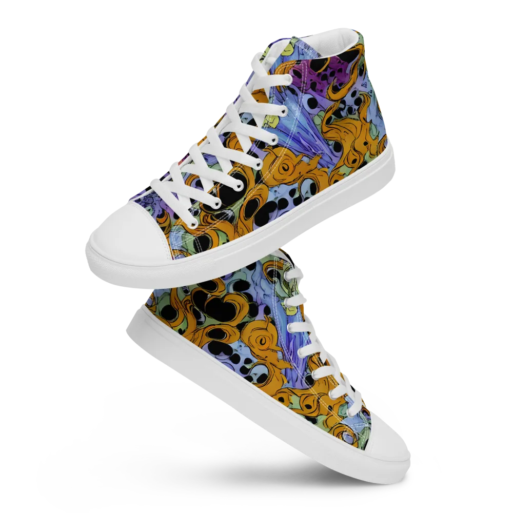 Orange Dreamscape on Men's High Top Canvas Shoes — Front