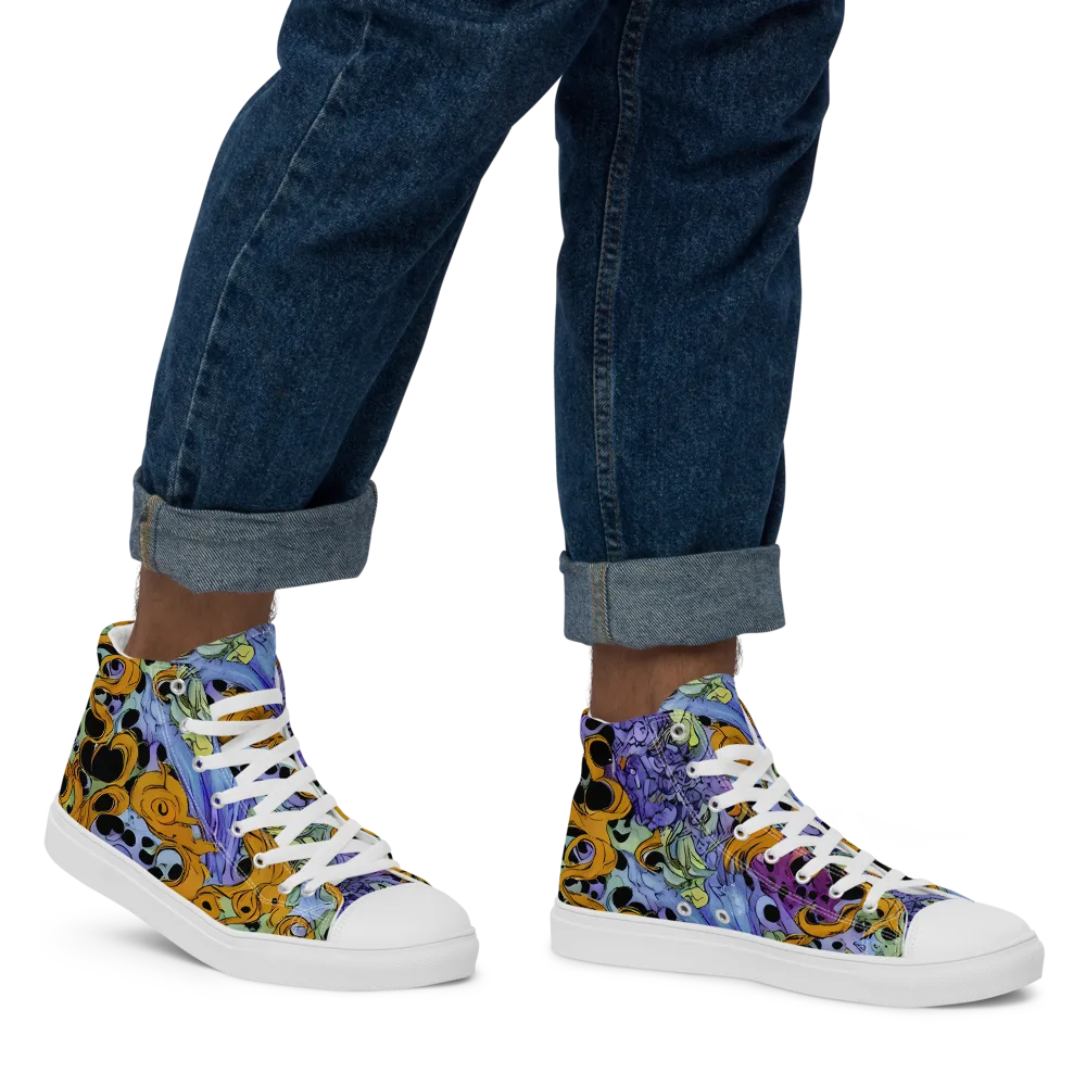 Orange Dreamscape on Men's High Top Canvas Shoes — Right