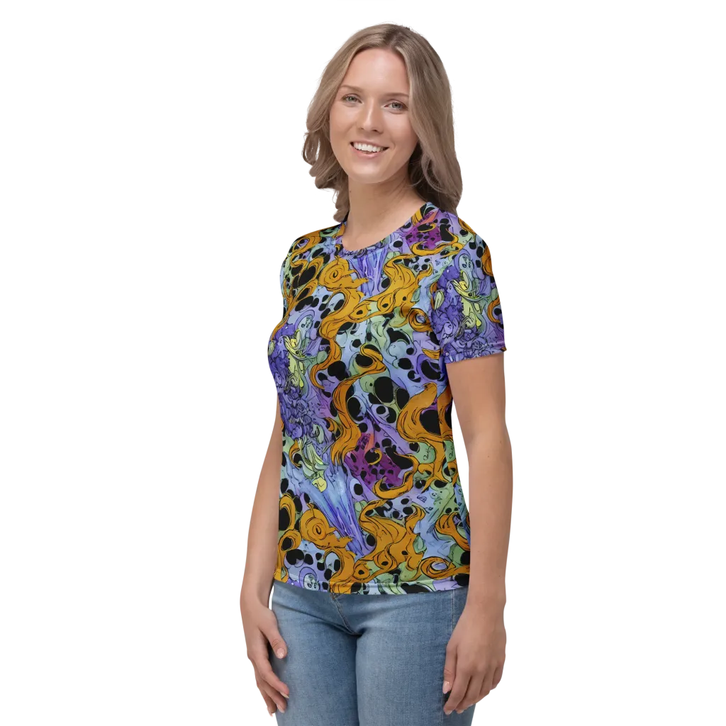 Orange Dreamscape on Women's Crew Neck T-Shirt — Left