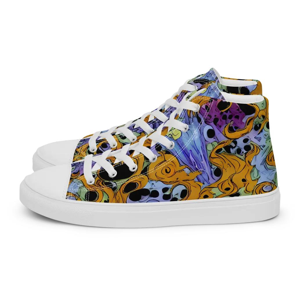 Orange Dreamscape on Women's High Top Canvas Shoes — Left