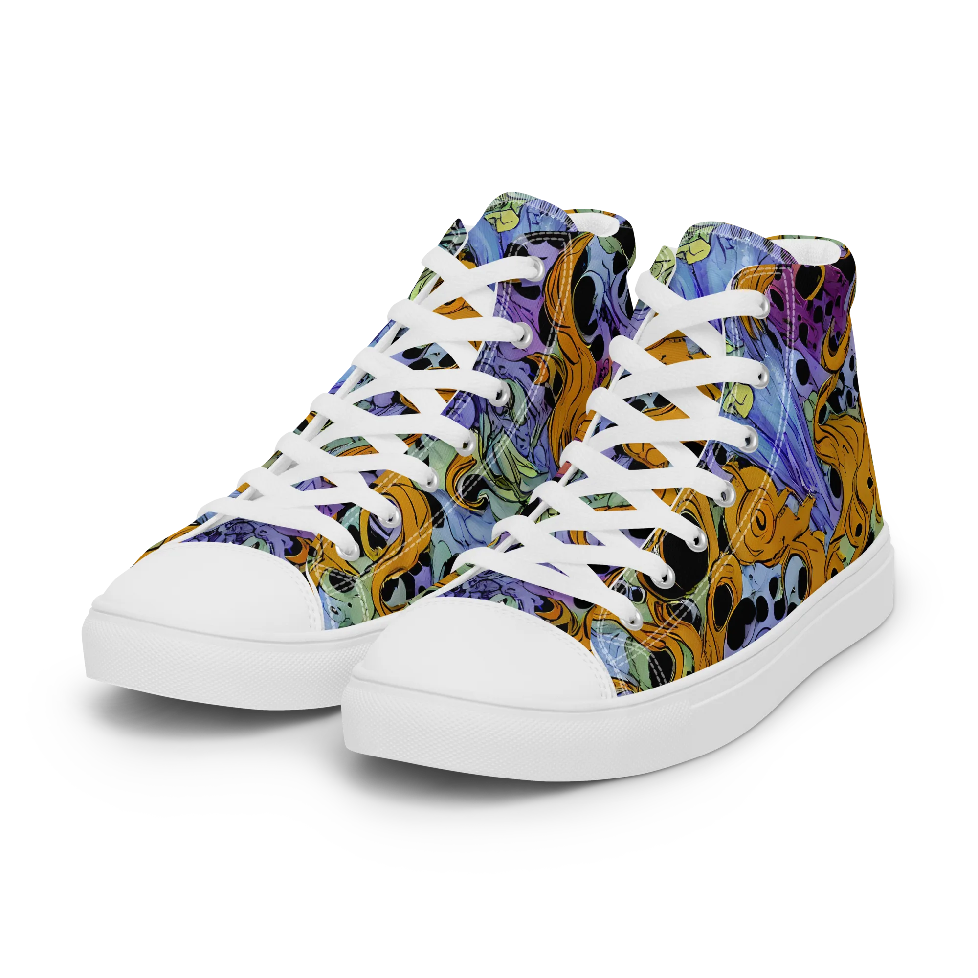 Orange Dreamscape on Women's High Top Canvas Shoes — Left Front