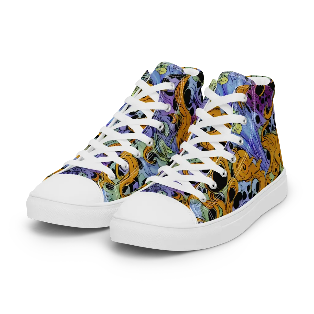 Orange Dreamscape on Women's High Top Canvas Shoes — Left Front