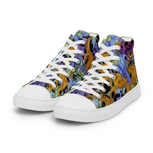 Orange Dreamscape on a Women's High Top Canvas Shoes
